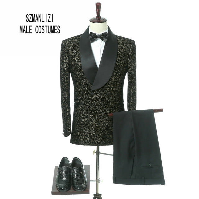 Elegant Brand Italian Morning Coat Pants Men Suit 2018 Custom Made Double Breasted Black Velvet Blazer Groom Suit Wedding Tuxedo