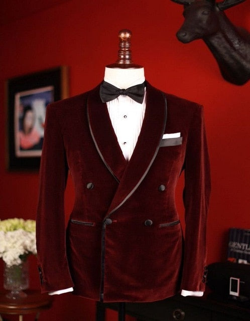 Elegant Brand Italian Morning Coat Pants Men Suit 2018 Custom Made Double Breasted Black Velvet Blazer Groom Suit Wedding Tuxedo