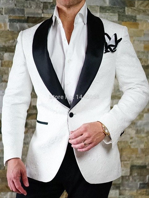 2017 New Elegant Brand Wedding Mens Suit Flower Double Breasted Suit For Men Slim Fit Groom Tuxedo Blazer Costume Homme Mariage