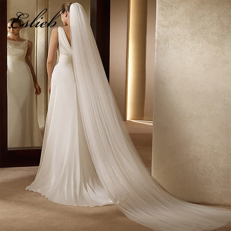 2017 Elegant Wedding Veil 3 Meters Long Soft Bridal Veils With Comb 2 layers Ivory White Color Bride Wedding Accessories