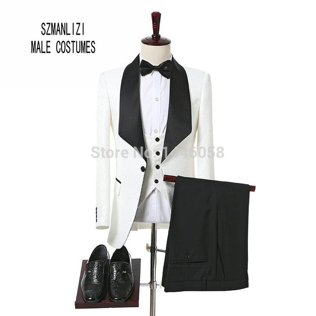 Elegant Men Suit Groom Wear 2018 New Groomsmen Casual Fashion Blazer Slim Prom Tuxedo Wedding Suits For Men Bridegroom 3 Pieces