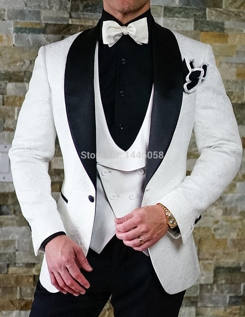 Elegant Men Suit Groom Wear 2018 New Groomsmen Casual Fashion Blazer Slim Prom Tuxedo Wedding Suits For Men Bridegroom 3 Pieces