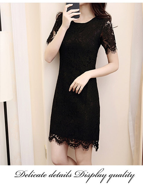 Women Elegant Wedding Party Sexy Night Club Dresses 2018 Summer New O Neck Short Sleeve Sheath Bodycon Lace Dress Vestidos