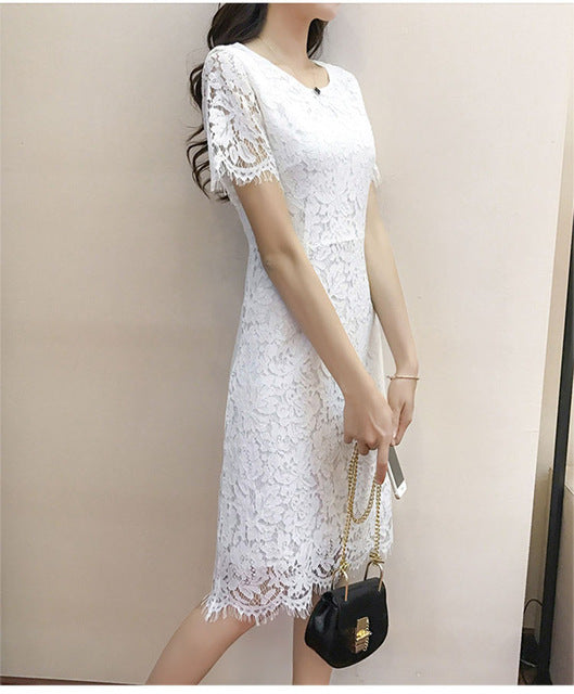Women Elegant Wedding Party Sexy Night Club Dresses 2018 Summer New O Neck Short Sleeve Sheath Bodycon Lace Dress Vestidos