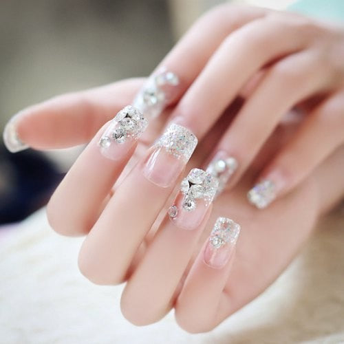 Hot Sale Charming Red Shining Fake Nails 20-24 PCS  Elegant False Nails Short Oval Smooth Full Cover Nail Tips for Wedding Bride