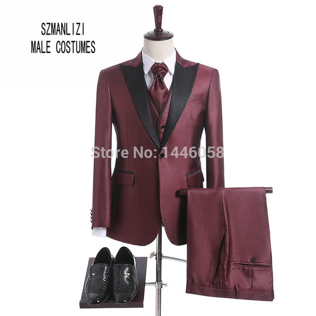 Elegant Brand Yellow Man Suit 2018 Bespoke Three Pieces Formal Wedding Dress Custom Tuxedos Wedding Groom Suits For Men Slim Fit