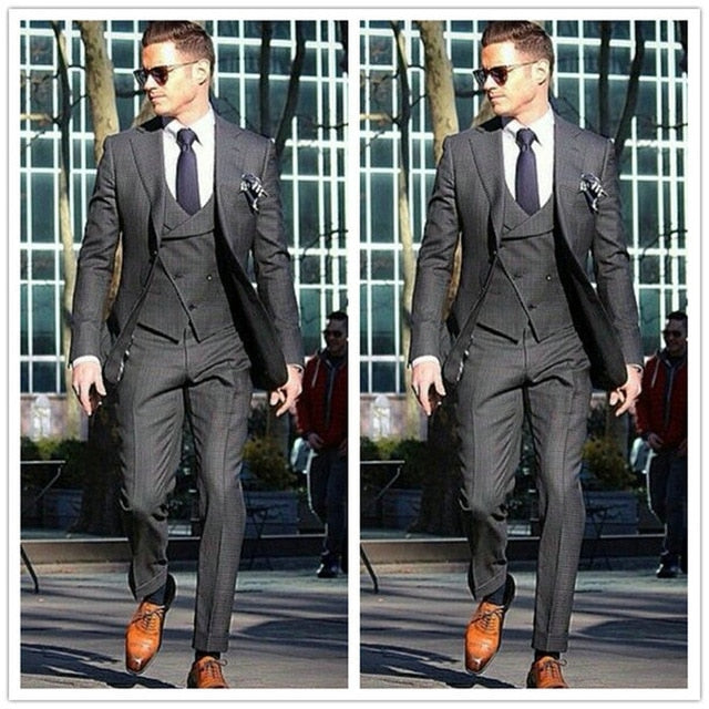 Elegant Brand Yellow Man Suit 2018 Bespoke Three Pieces Formal Wedding Dress Custom Tuxedos Wedding Groom Suits For Men Slim Fit
