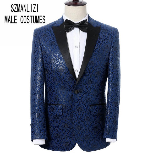Elegant Suit Men For Wedding 2018 Men Dress Groomsmen Costume Homme Terno Slim Fit Black Printed Flower Groom Suit Mens Tuxedo