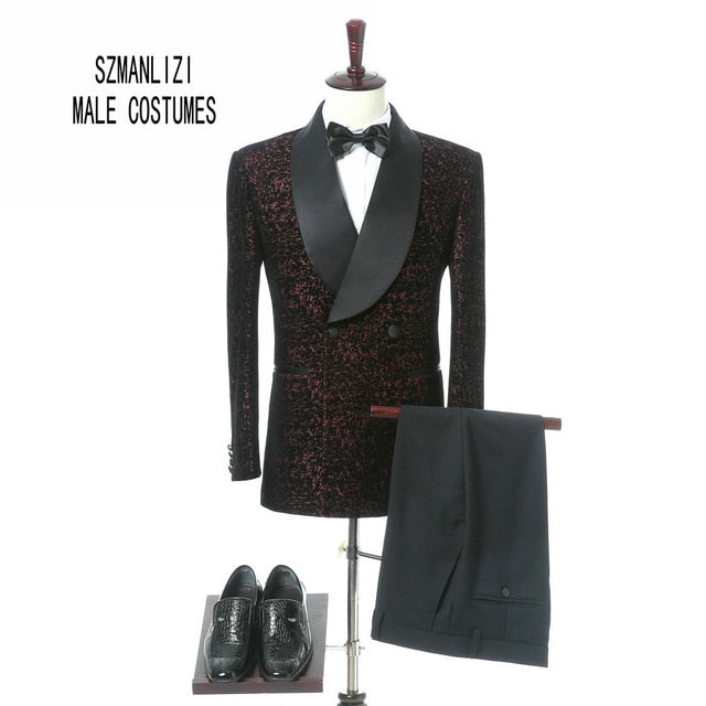 2018 Elegant Brand Groom Tuxedos Groomsmen One Button Black Flower Gold Shawl Lapel Custom Made Formal Best Man Men Wedding Suit