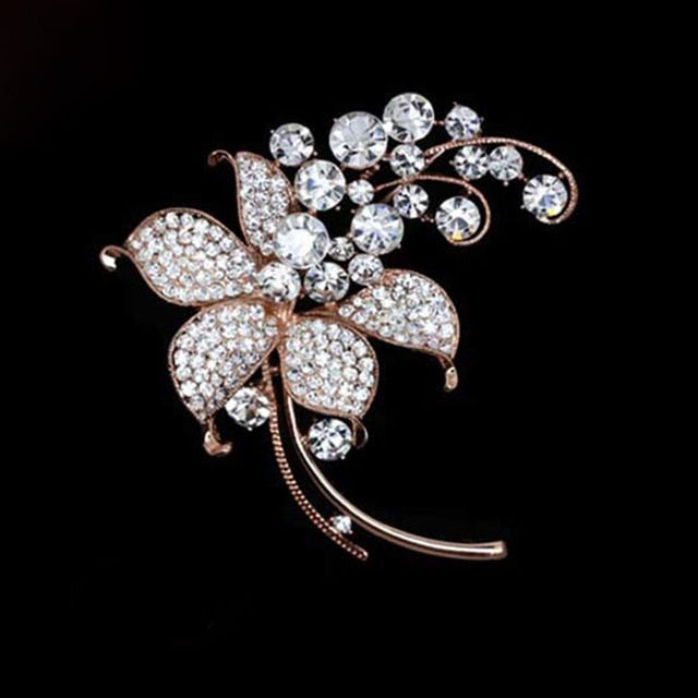 Big New Elegant Pink Crystal Flower Brooch Rhinestone Pin Romantic Wedding Bride Bridesmaid Rhinestone Brooches and Pins Jewelry