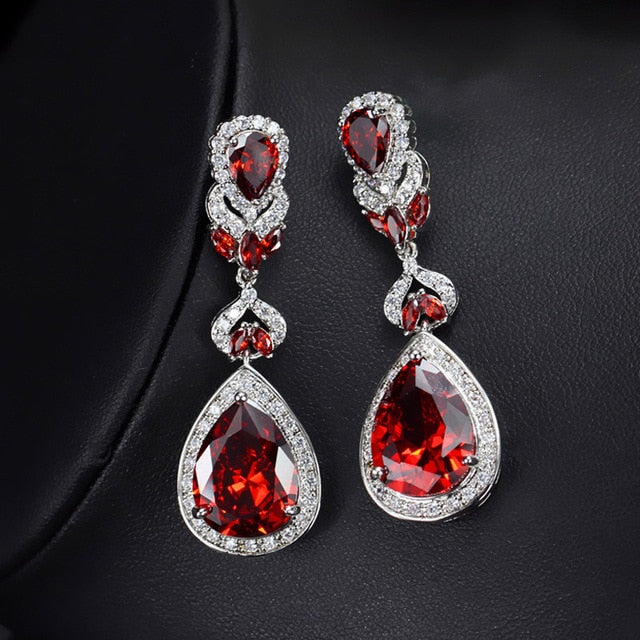 CWWZircons Elegant Water Drop Shaped Cubic Zirconia Crystal Bridal Long Earrings Luxury Wedding Jewelry For Brides CZ166