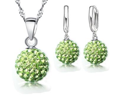 JEXXI Austrian Crystal Pendant Necklace Dangle Earrings Elegant 925 Sterling Silver Disco Ball lWedding Jewelry Sets For Brides