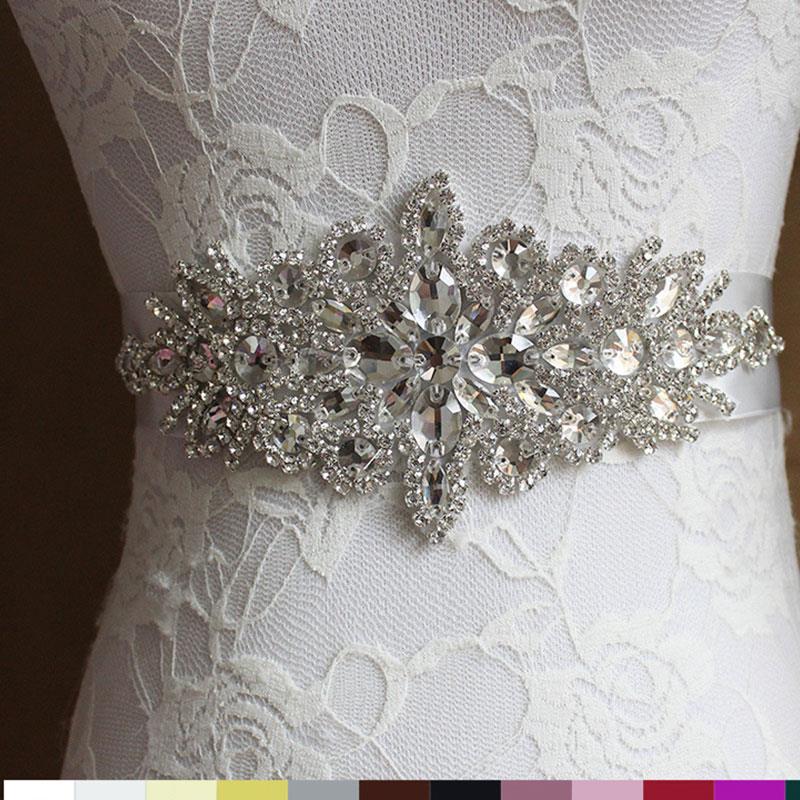 5 Colors Women Sash Elegant Rhinestone Satin Ribbon Wedding Bridal Belts Party Bride Bridesmaid Belt Dress Cummerbunds Waistband