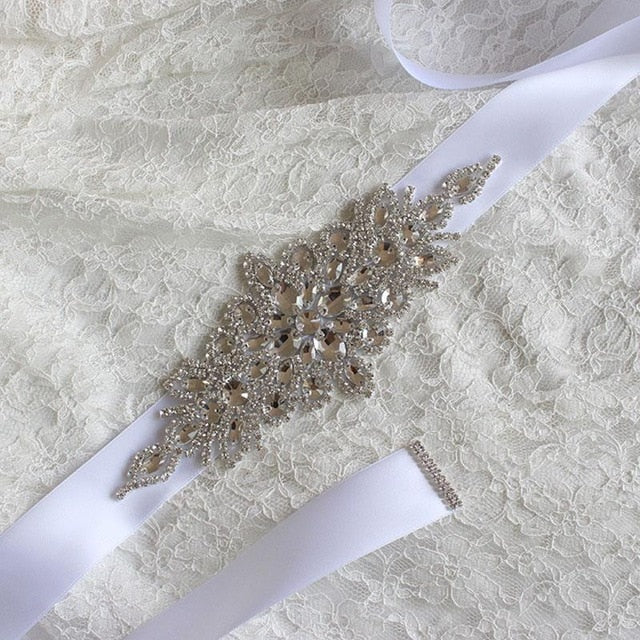 5 Colors Women Sash Elegant Rhinestone Satin Ribbon Wedding Bridal Belts Party Bride Bridesmaid Belt Dress Cummerbunds Waistband
