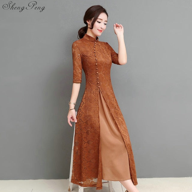 2018 summer women elegant retro chinese traditional dress silk cotton cheongsam female lady wedding casual design qipao CC553