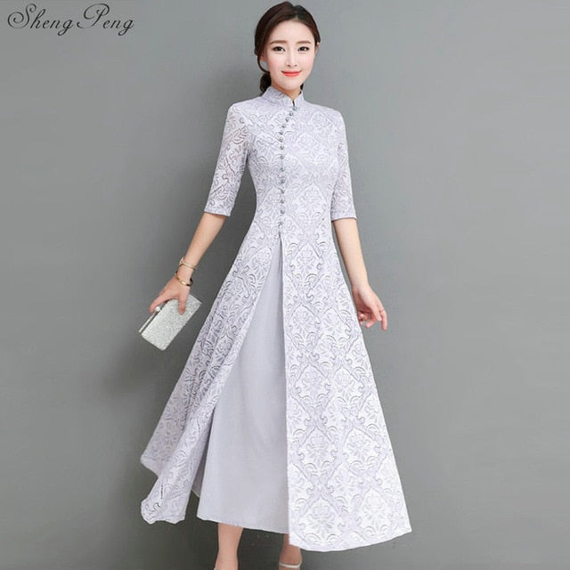 2018 summer women elegant retro chinese traditional dress silk cotton cheongsam female lady wedding casual design qipao CC553
