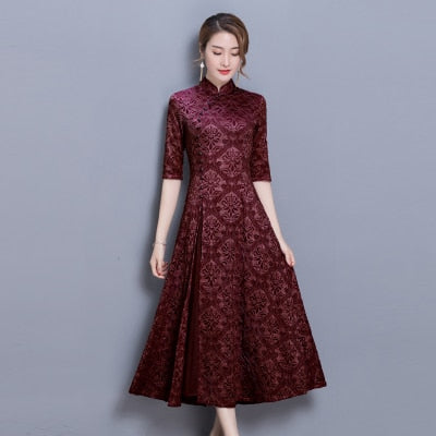 2018 summer women elegant retro chinese traditional dress silk cotton cheongsam female lady wedding casual design qipao CC553