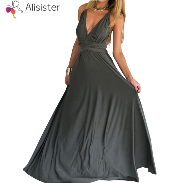 Elegant Gradient Casual Women Maxi Dress Sexy Multiway Dress Donne Boho Club Vestito Party Wedding Bridesmaid Maternity Dresses