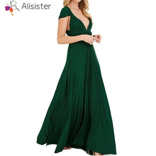 Elegant Gradient Casual Women Maxi Dress Sexy Multiway Dress Donne Boho Club Vestito Party Wedding Bridesmaid Maternity Dresses