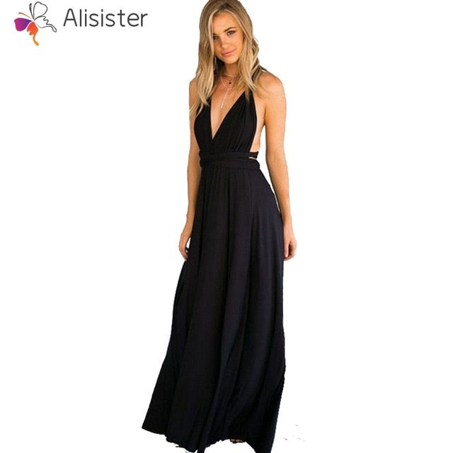 Elegant Gradient Casual Women Maxi Dress Sexy Multiway Dress Donne Boho Club Vestito Party Wedding Bridesmaid Maternity Dresses