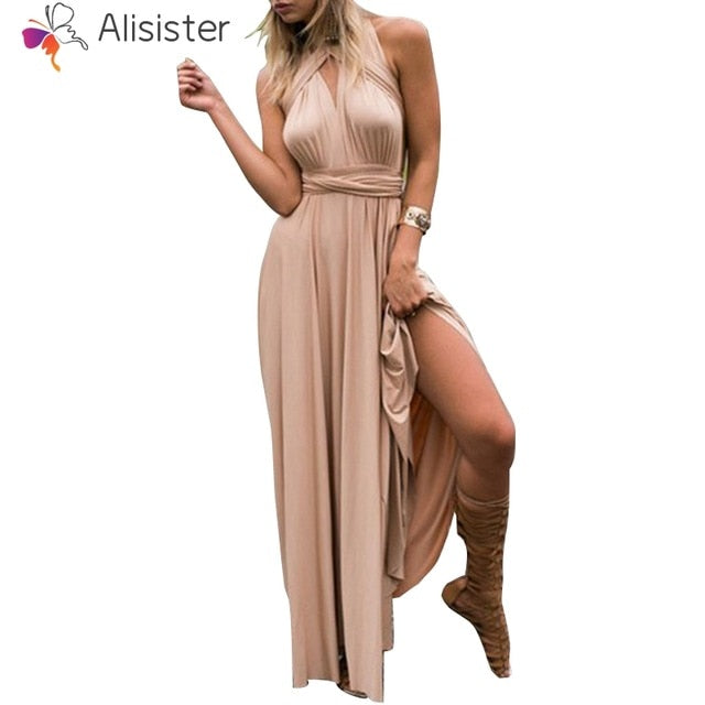 Elegant Gradient Casual Women Maxi Dress Sexy Multiway Dress Donne Boho Club Vestito Party Wedding Bridesmaid Maternity Dresses