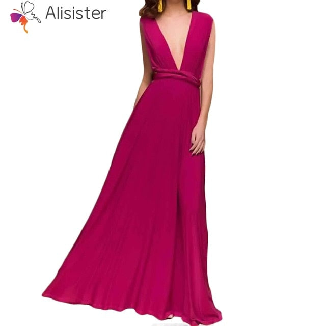 Elegant Gradient Casual Women Maxi Dress Sexy Multiway Dress Donne Boho Club Vestito Party Wedding Bridesmaid Maternity Dresses