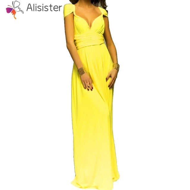 Elegant Gradient Casual Women Maxi Dress Sexy Multiway Dress Donne Boho Club Vestito Party Wedding Bridesmaid Maternity Dresses