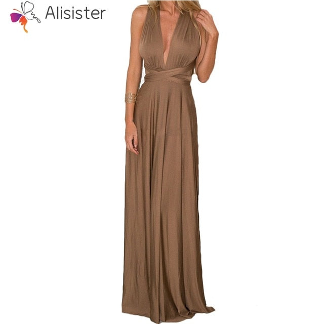 Elegant Gradient Casual Women Maxi Dress Sexy Multiway Dress Donne Boho Club Vestito Party Wedding Bridesmaid Maternity Dresses
