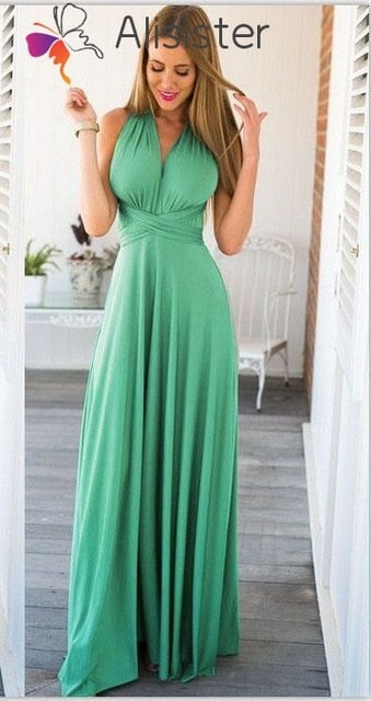 Elegant Gradient Casual Women Maxi Dress Sexy Multiway Dress Donne Boho Club Vestito Party Wedding Bridesmaid Maternity Dresses