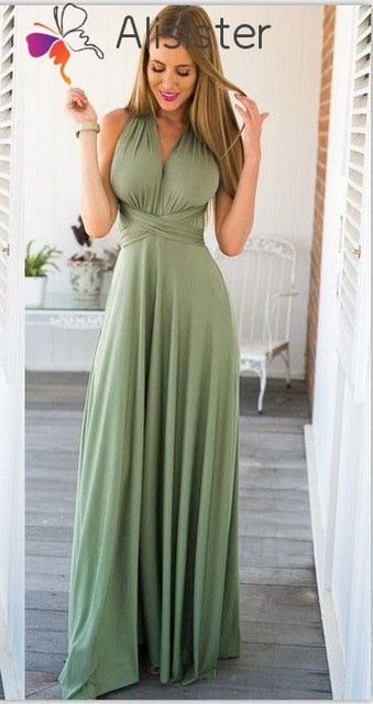 Elegant Gradient Casual Women Maxi Dress Sexy Multiway Dress Donne Boho Club Vestito Party Wedding Bridesmaid Maternity Dresses