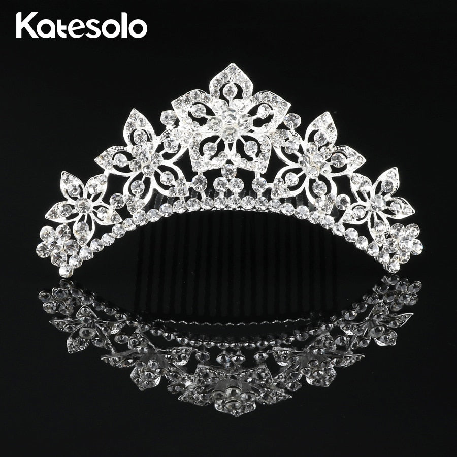 Shiny Wedding Party Hairwear Crown Tiara Flower Hair Combs Elegant Bride Girls Heart Love Head Jewelry banquet Hair Accessories