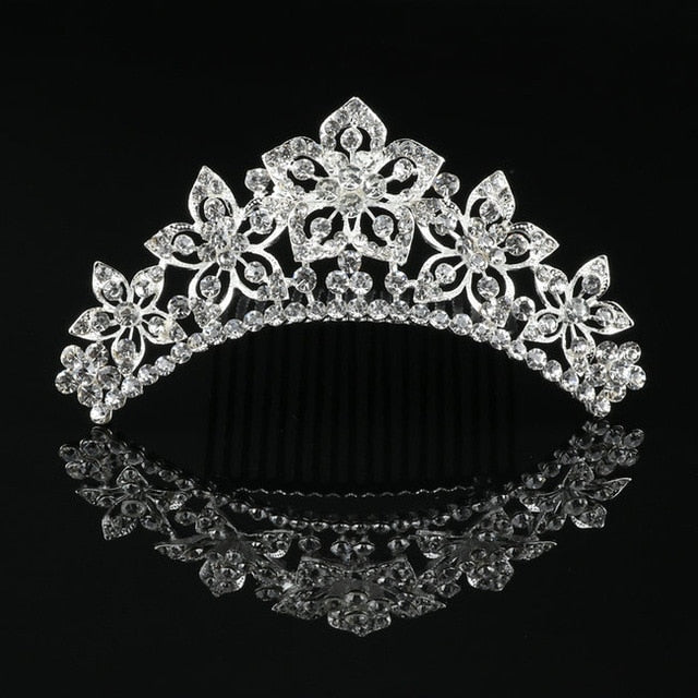 Shiny Wedding Party Hairwear Crown Tiara Flower Hair Combs Elegant Bride Girls Heart Love Head Jewelry banquet Hair Accessories