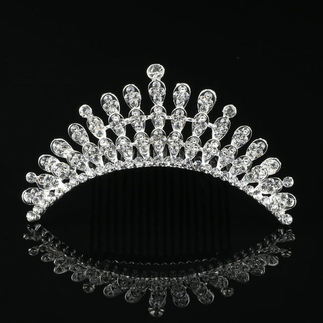 Shiny Wedding Party Hairwear Crown Tiara Flower Hair Combs Elegant Bride Girls Heart Love Head Jewelry banquet Hair Accessories