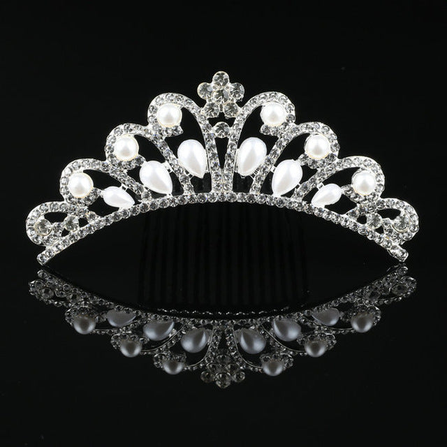 Shiny Wedding Party Hairwear Crown Tiara Flower Hair Combs Elegant Bride Girls Heart Love Head Jewelry banquet Hair Accessories