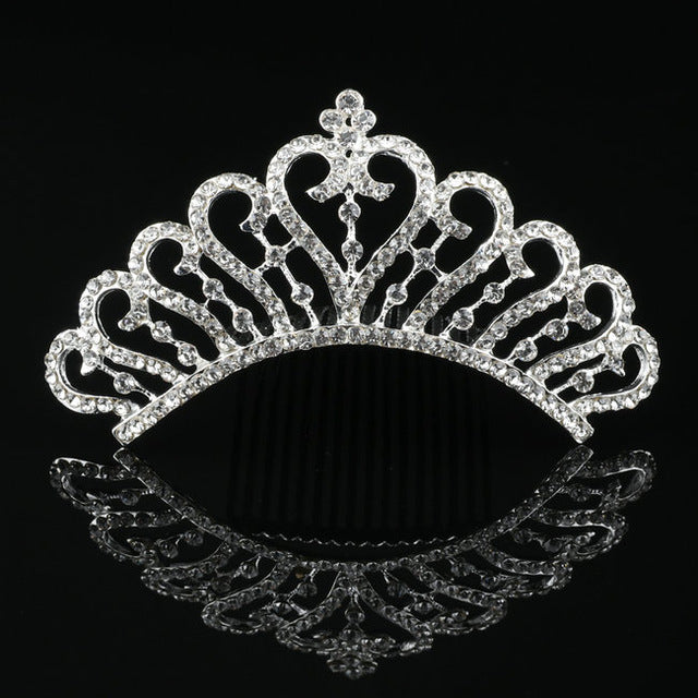 Shiny Wedding Party Hairwear Crown Tiara Flower Hair Combs Elegant Bride Girls Heart Love Head Jewelry banquet Hair Accessories