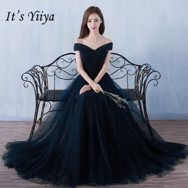 It's Yiiya bridesmaid dresses Elegant long wedding party dress Plus size royal blue bridesmaid dress Tulle Robe Soiree DSYA003