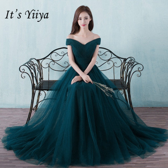 It's Yiiya bridesmaid dresses Elegant long wedding party dress Plus size royal blue bridesmaid dress Tulle Robe Soiree DSYA003