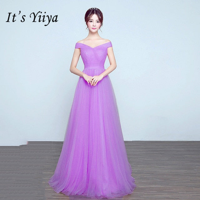 It's Yiiya bridesmaid dresses Elegant long wedding party dress Plus size royal blue bridesmaid dress Tulle Robe Soiree DSYA003