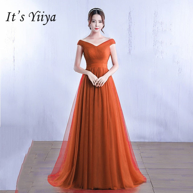 It's Yiiya bridesmaid dresses Elegant long wedding party dress Plus size royal blue bridesmaid dress Tulle Robe Soiree DSYA003