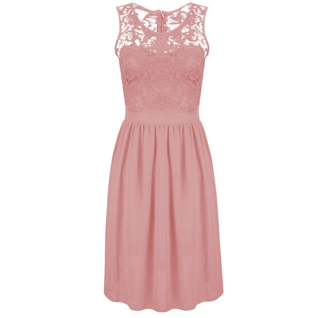summer Fashion lace dress pink Women vintage elegant white Black Dress celebrity chiffon Prom wedding Party dresses sundress
