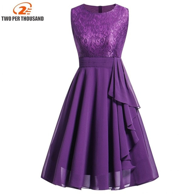 Vestidos Lace Dress Elegant Women Midi Prom Graduation Wedding Slim Party Dresses Summer 2018 Casual Chiffon Beach Dress