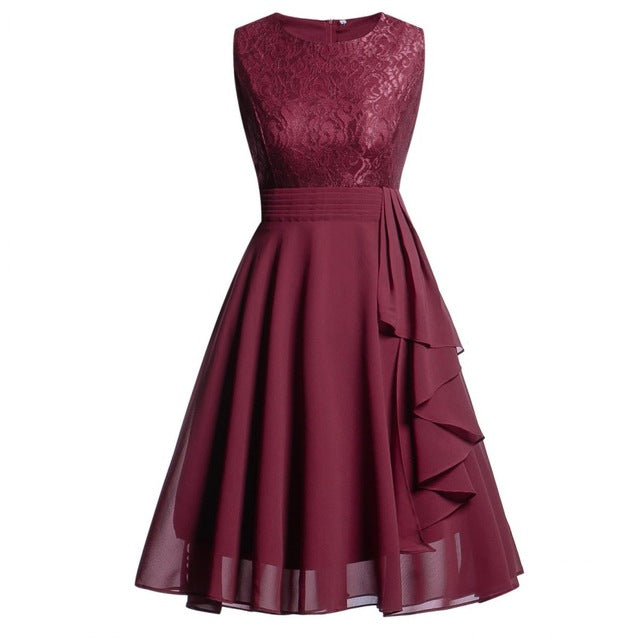 Vestidos Lace Dress Elegant Women Midi Prom Graduation Wedding Slim Party Dresses Summer 2018 Casual Chiffon Beach Dress