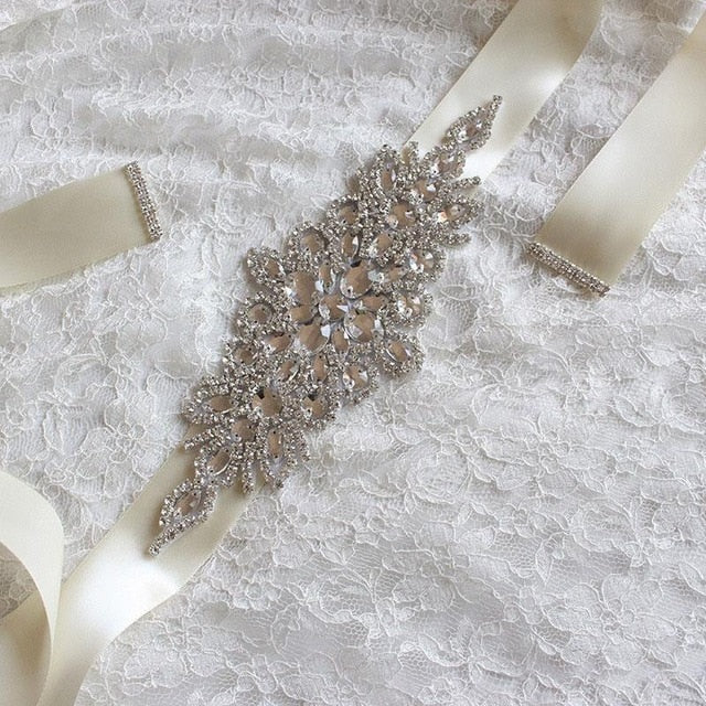 Women Wedding Decoration Sash Elegant Rhinestone Satin Ribbon Bridal Belt Party Bride Bridesmaid Dress Cummerbunds Waistband