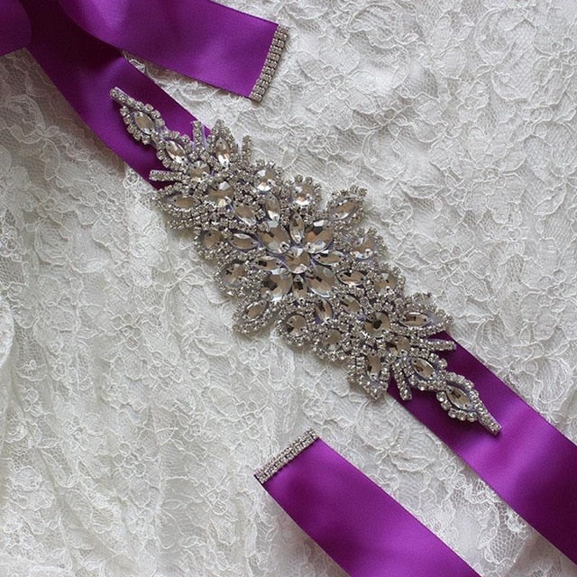 Women Wedding Decoration Sash Elegant Rhinestone Satin Ribbon Bridal Belt Party Bride Bridesmaid Dress Cummerbunds Waistband