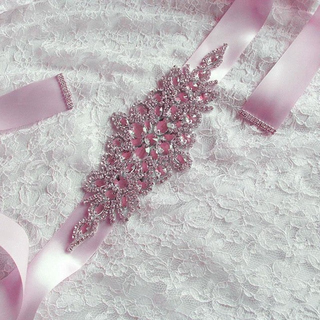 Women Wedding Decoration Sash Elegant Rhinestone Satin Ribbon Bridal Belt Party Bride Bridesmaid Dress Cummerbunds Waistband