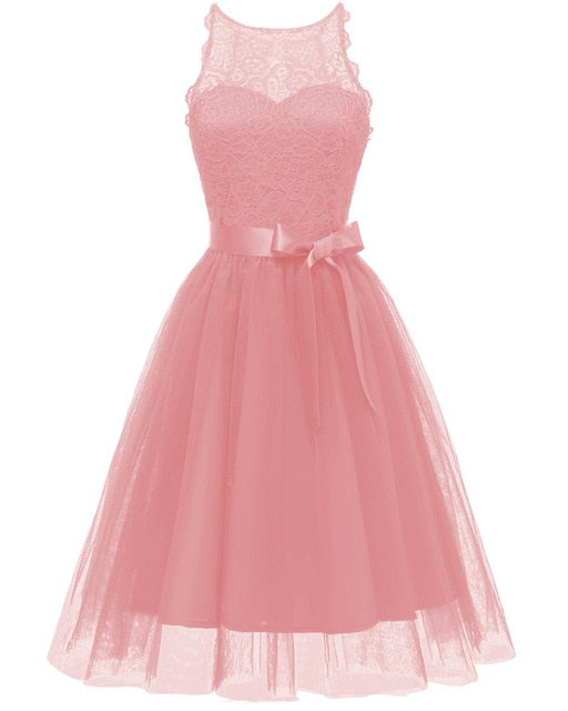 JLI MAY Lace Tutu Party Dress Women Clothes 3 Layers Mesh Halter Sleeveless Ball Gown Tulle Sundress Evening Wedding Elegant