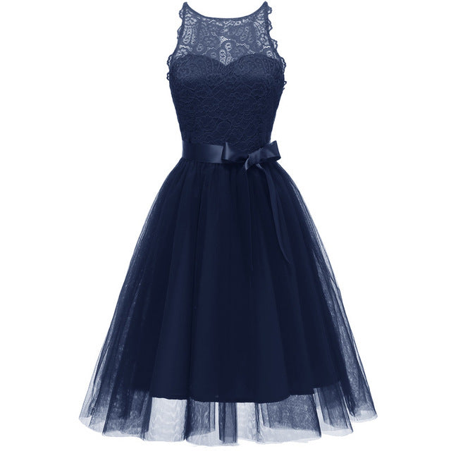 JLI MAY Lace Tutu Party Dress Women Clothes 3 Layers Mesh Halter Sleeveless Ball Gown Tulle Sundress Evening Wedding Elegant