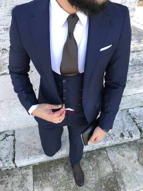 Elegant Designs 2018 Casual Business Beige Mens Suits 3 Pieces Formal Dress Men Suit Set Men Wedding Suit For Men Groom Tuxedos