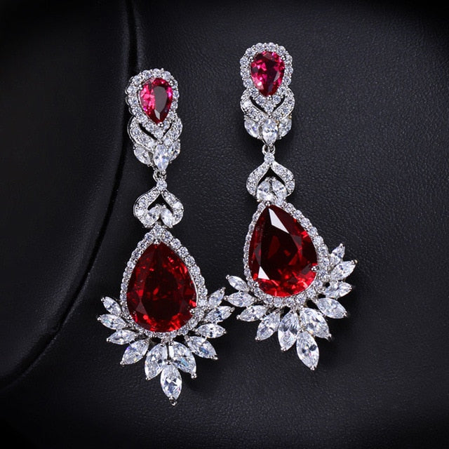 CWWZircons Elegent Evening Dinner Party  Wedding Jewelry Luxury Long CZ Crystal Big Drop Dangle Earrings For Brides CZ055