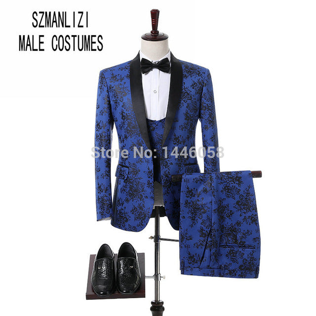 New Design 2018 Elegant Brand Slim Fit Smoking Suit Men Costume 3 Pieces Homme White Prom Tuxedo Groom Suits For Men Wedding